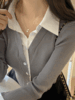 [셔츠일체형] 모나코 스쿨룩 페이크 셔츠 레이어드 가디건 cd - 2color