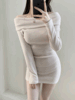 [몸매보정BEST] 극여리 오프숄더 쫀쫀 니트미니원피스 ops - 4color